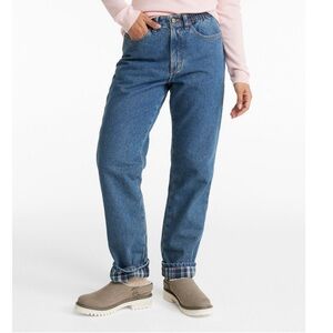 L.L Bean Double L Jeans, Ultra High-Rise Comfort Waist Tapered Leg Flannel-Lined